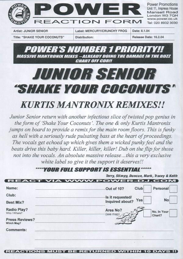Junior Senior - Shake Your Coconuts (Kurtis Mantronik Remixes)
